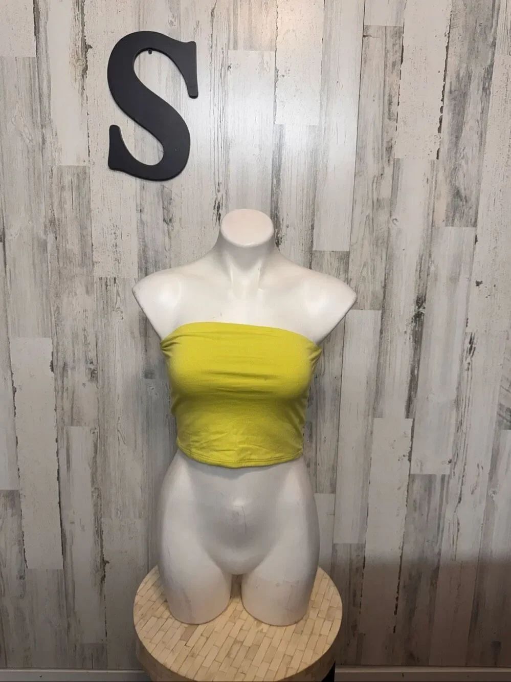 Wild Fable Neon Yellow Lime Strapless Tube Top Womens Size Small Cropped